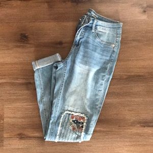Hippie Laundry skinny jeans/crop w/embroidery.